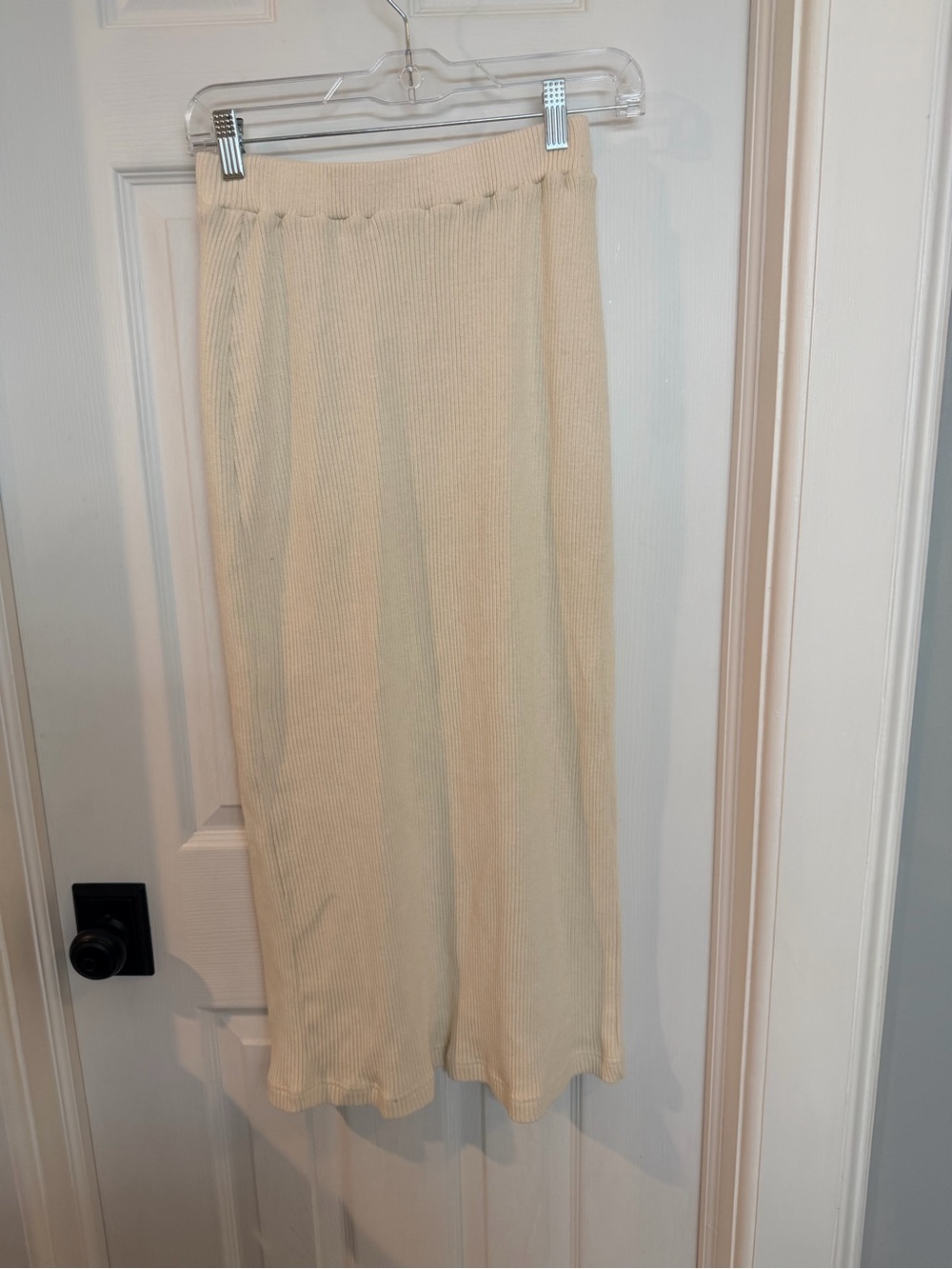 FP Beach Free People Cream Ribbed Cotton Maxi Skirt XS